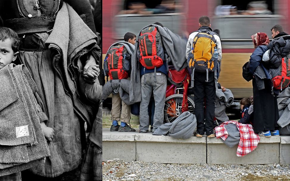 70 Jahre UNICEF: Ein Junge in Griechenland und Flüchtlinge in Mazedonien