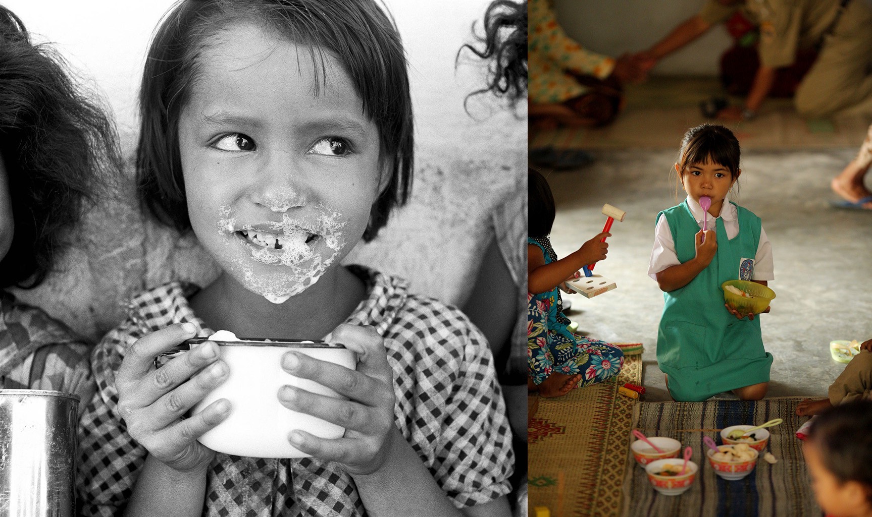 Kinder bekommen Essen von UNICEF | © UNICEF/Unknown, UNICEF/Estey 70 Jahre UNICEF: Mädchen in Guatemala und Indonesien