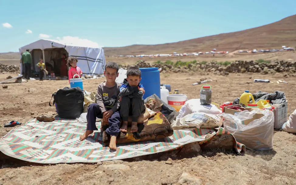 Von den 750.000 Geflüchteten sind etwa die Hälfte Kinder. | © UNICEF/Al-Faqir Daraa: geflüchtete Kinder an der südwestlichen Grenze Syriens