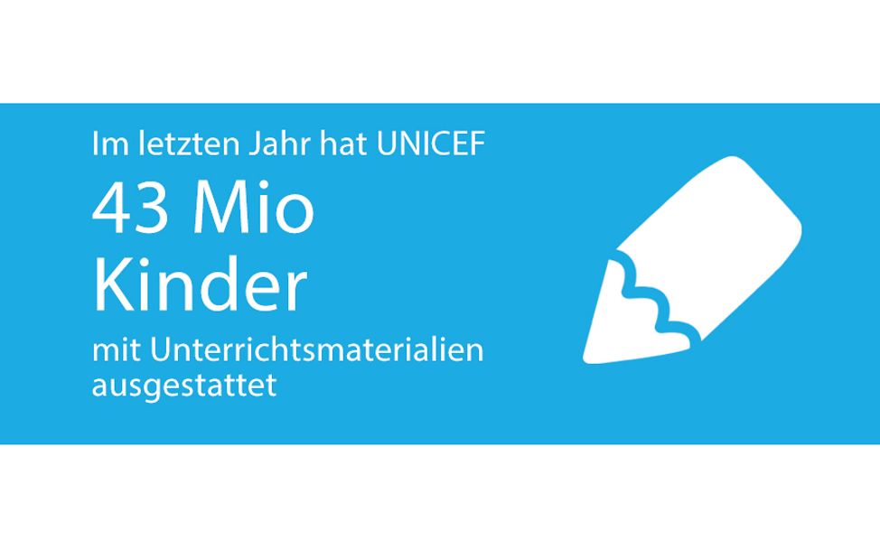 UNICEF sorgt für die Ausstattung von Schulen mit Unterrichtsmaterialien