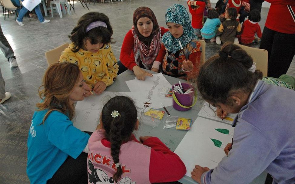 Za'atari-Camp/Jordanien: Von UNICEF unterstützte kinderfreundliche Orte (© UNICEF/2013/Schneider)