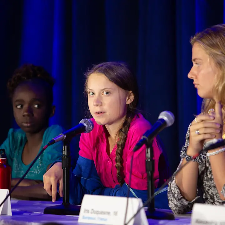 Greta im UNICEF-Hauptgebäude in New York Greta im UNICEF-Hauptgebäude in New York