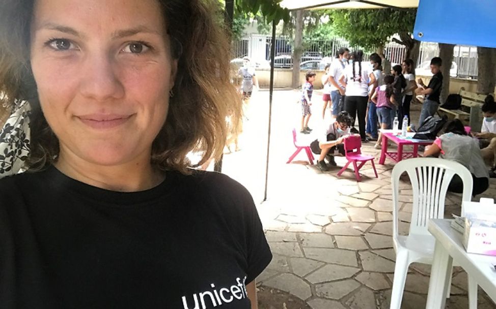 UNICEF-Nothelferin Rahel Vetsch in Beirut im Libanon.