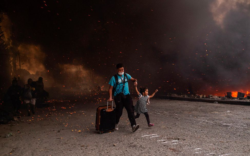 Lesbos, Greece: The flames of misery