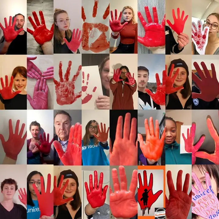 Red Hand Day 2021 © UNICEF Göttingen 48 Handabdrücke des Red Hand Days 2021