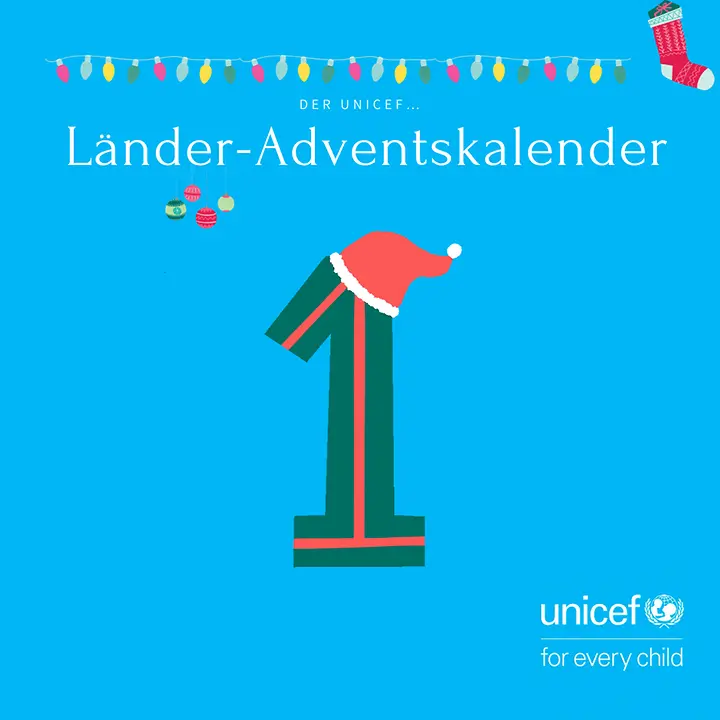 Teaser-Bild für Länder-Adventskalender Teaser-Bild für Länder-Adventskalender (große Zahl "eins" in tannengrün mit Weihnachtsbaummütze)