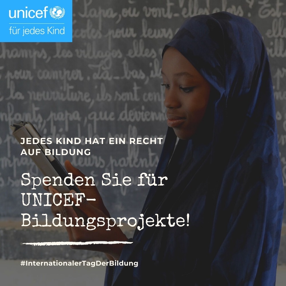 Spenden Sie für Bildung! © UNICEF/UN0535990/Dejongh Spenden Sie für Bildung! © UNICEF/UN0535990/Dejongh
