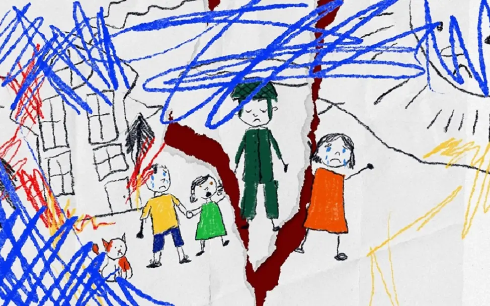 Sechs Monate Ukrainekrieg | © UNICEF/UN0687110 Ukraine: Zeichnung eines Kindes