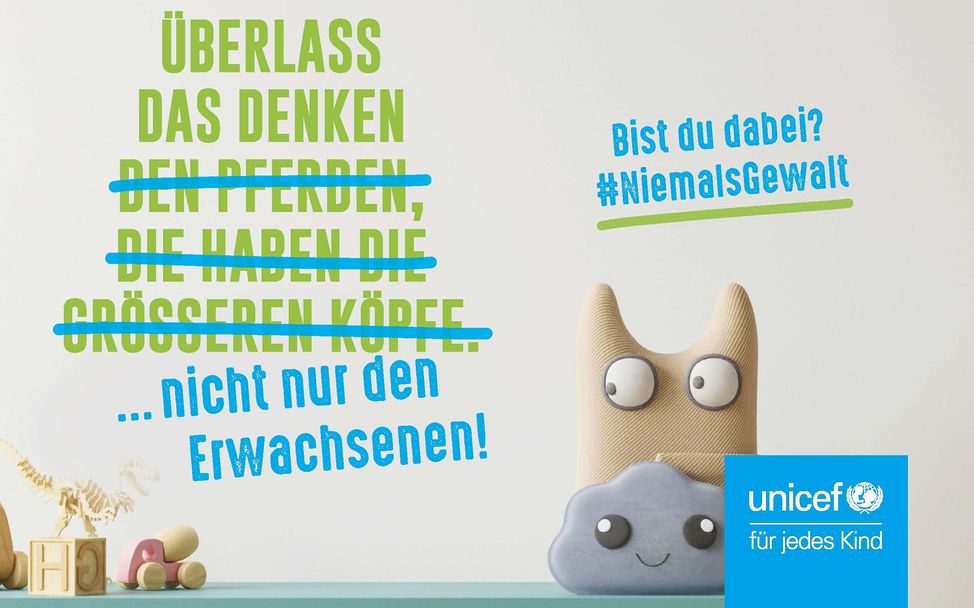 UNICEF-Postkarte: Überlass das denken...nicht nur den Erwachsenen!