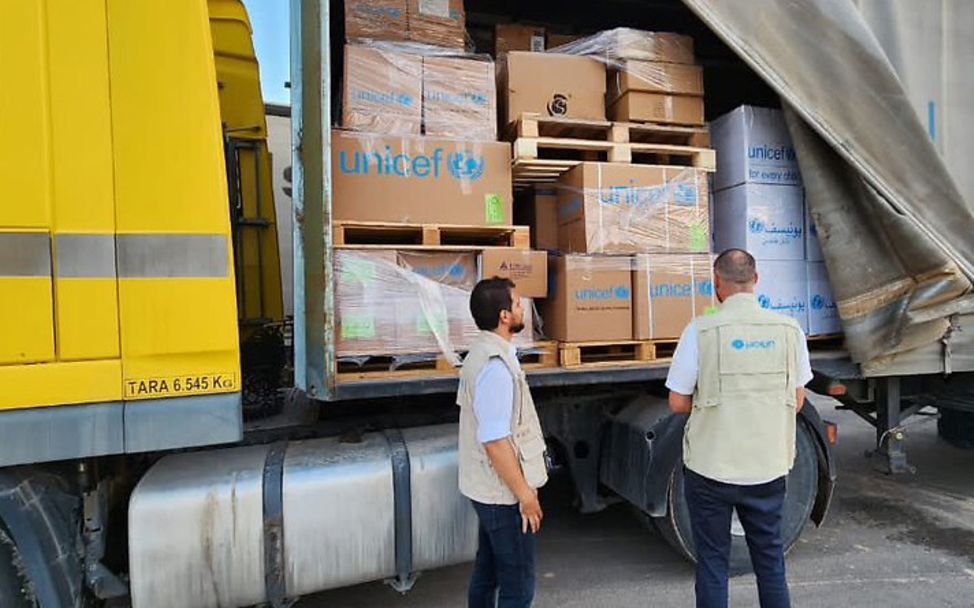 Libyen Unwetter: Ein Lkw mit Hilfsgütern von UNICEF