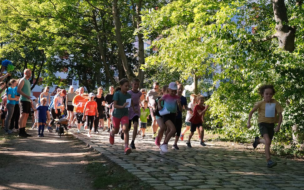 Der Startschuss fällt beim 11. Dresdner Familienlauf und alle flitzen los