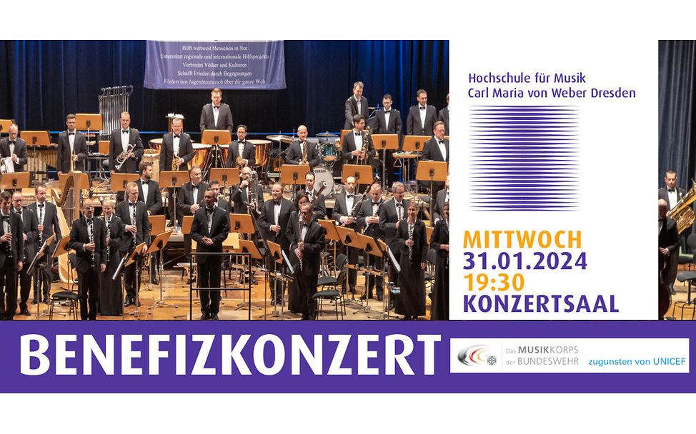 Benefizkonzert zugunsten von UNICEF: Metall, Holz und Wind - Musikkorps der Bundeswehr in Dresden - 31. Januar 2024