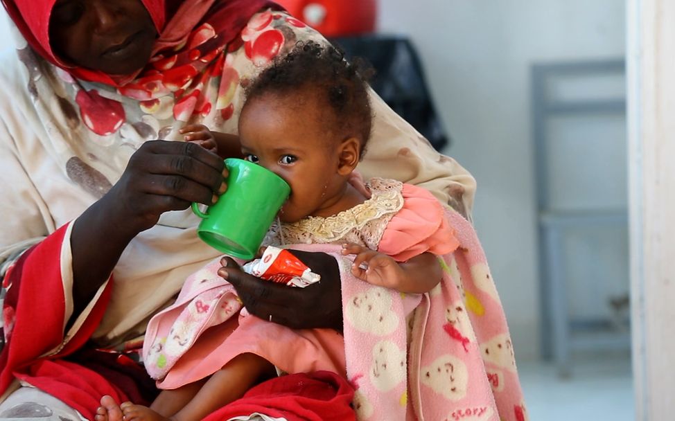 A child in Sudan receives lifesaving treatment for malnutrition