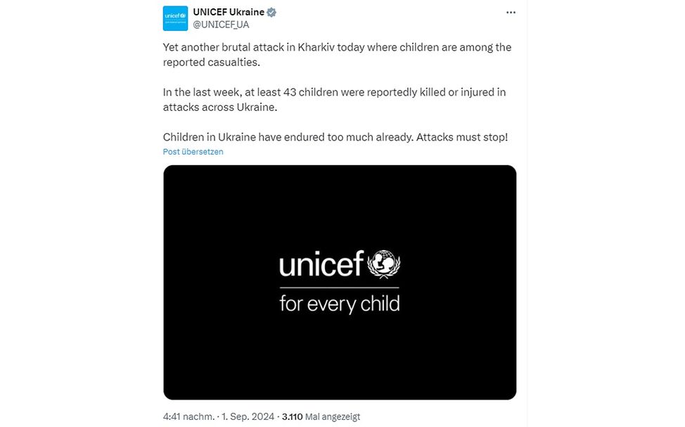 Ukraine: Tweet von UNICEF Ukraine