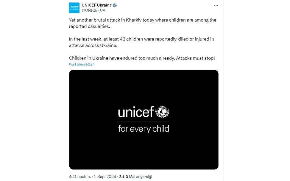 Ukraine: Tweet von UNICEF Ukraine