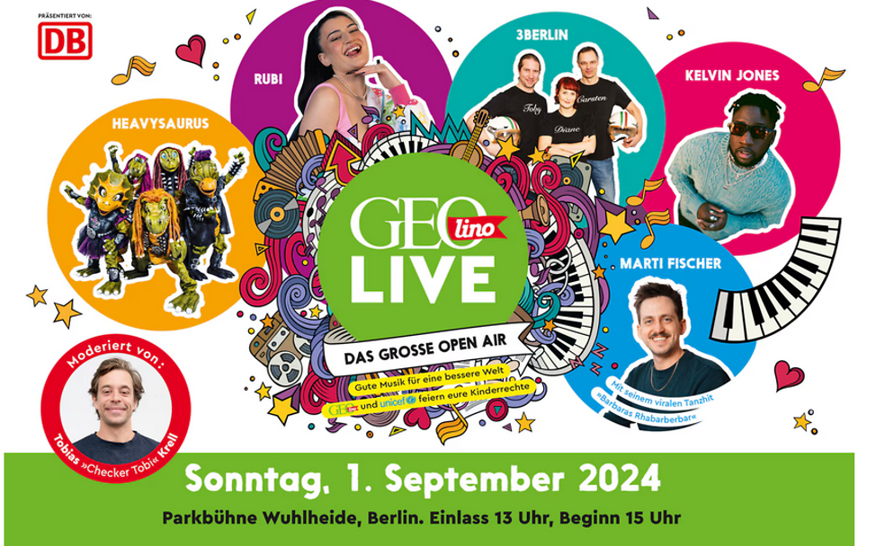 Kinderrechte leben: Collage mit Infos zum GEOlino Live-Festival