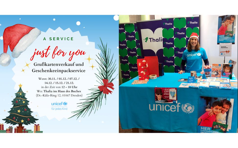 A service just for you - UNICEF Grußkartenverkauf und Geschenkeeinpackservice im Haus des Buches