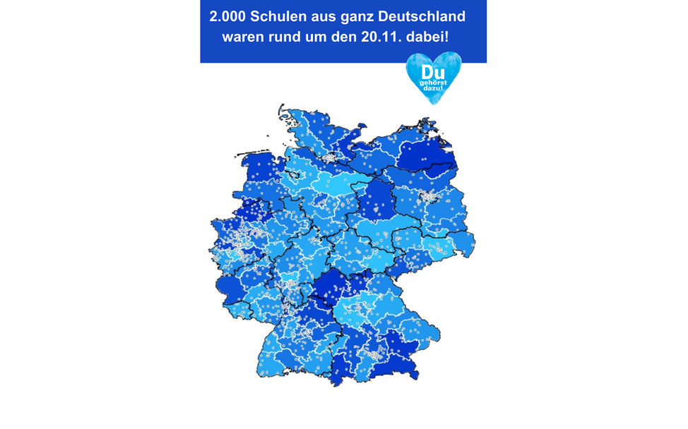 Über 2000 Schulen Deutschlandweit haben teilgenommen, dargestellt auf einer Grafik