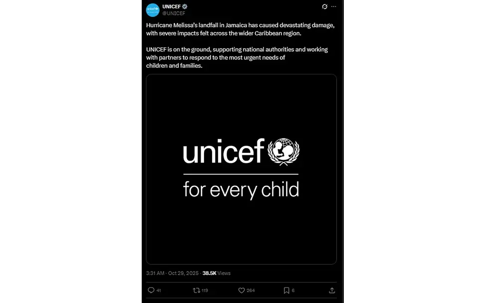 Hurrikan Melisa | © UNICEF Post UNICEF Hurrikan Karibik