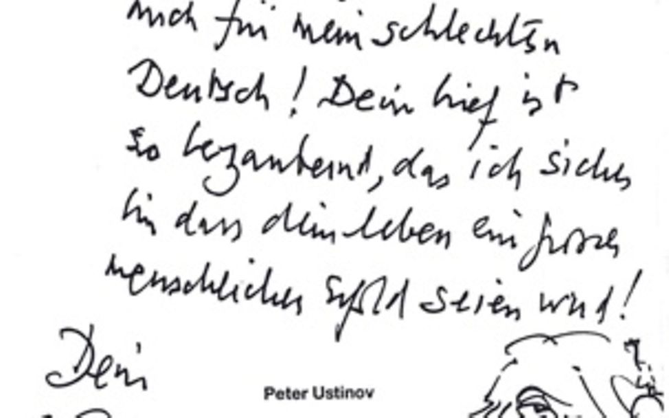 Sir Peter Ustinov schreibt an Fritzi aus Deutschland.