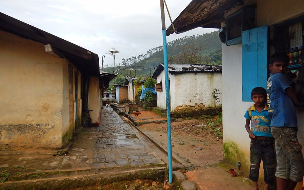 Einfache Häuser der Teepflücker in Sri Lanka