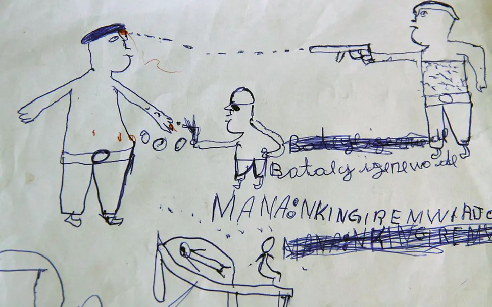 Kinderzeichnung aus Burundi: "Lieber Gott, bitte beschütze mich in der Nacht." | © UNICEF/Luthi Kinderzeichnung aus Burundi: "Lieber Gott, bitte beschütze mich in der Nacht."